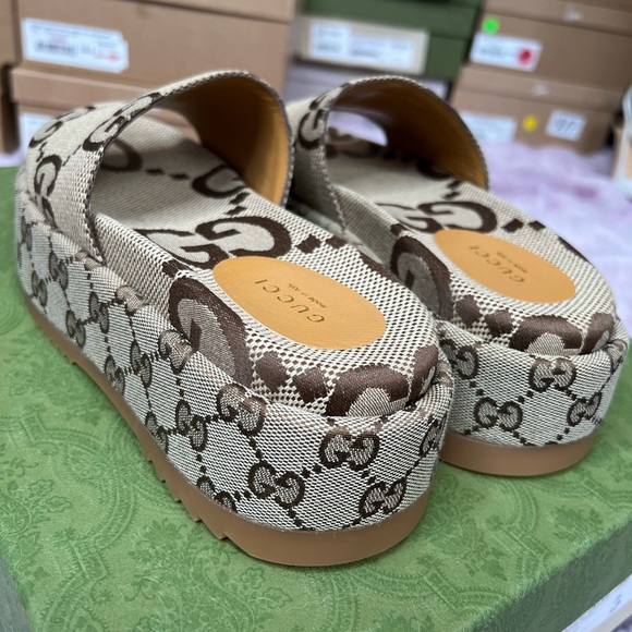 Gucci Beige Monogram ANGELINA Slide Sandals BRAND NEW Size 36 - Picture 5 of 8